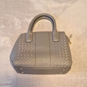 Gray Woven-Accent Satchel Handbag